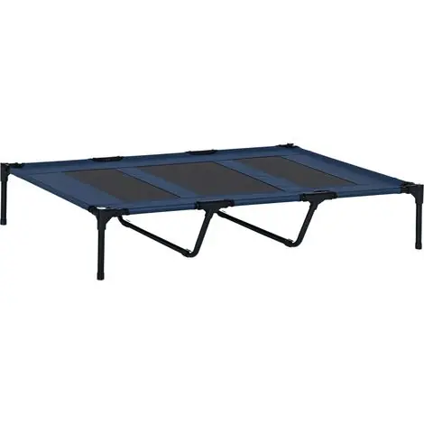 Panier pliable pour chien. panier d‘extérieur surélevé. 122 cm x 92 cm x 23 cm. bleu et noir | Bien noté