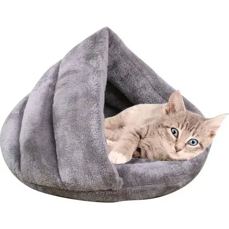 Tout nouveau | Super Chaud Lit pour Pet Maison de Chat Coussin Sac de Couchage pour Animaux de Compagnie et Petits Chiens (M 60 50 32cm, Grey)