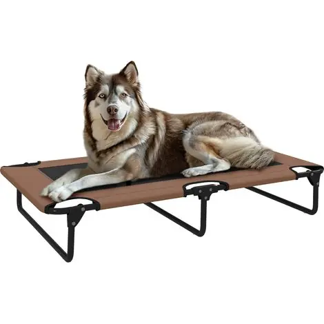 Tendance | Panier pliable pour chien avec tissu mesh respirant, couchage intérieur extérieur marron confortable et résistant
