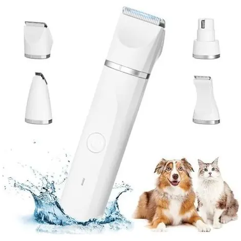 4 en 1 Tondeuse Chien Professionnelle Silencieuse Tondeuses pour Chiens Étanchéité IPX7,Sans Fil Fondeuse Toilettage pour Animaux avec Câble USB Rechargeable pour Chat et Autres Animaux de compagnie | Jusqu'à épuisement des stocks