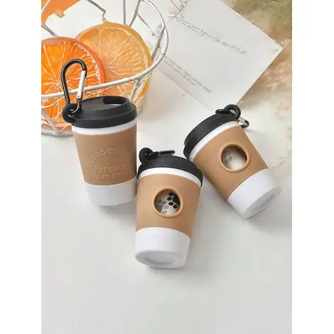 Aujourd'hui seulement - Distributeur de sacs à déchets pour animaux en forme de gobelet à café, support portable pour sacs à déchets pour animaux avec design rotatif et détachable et pince métallique solide. Version