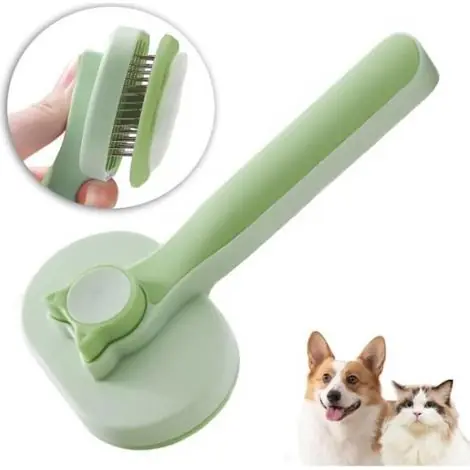Commandez maintenant - Brosse - Animaux - Autonettoyante - Élastiques - Massage Doux - Vert