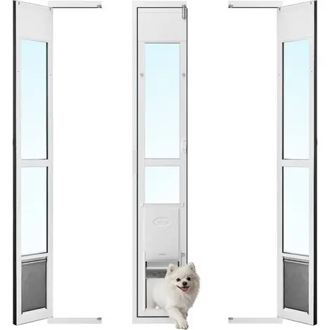 Achetez dès aujourd'hui | Chatière pour Porte Coulissante en Verre, Porte pour Chien et Chat, Ouverture Pivotante à 180°, Hauteur Réglable de 1927 à 2049mm, Cadre en Alliage d‘Aluminium, Rabat et Verrouillage, Taille M