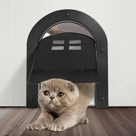 En stock | Porte pour chat, porte intérieure, verrouillage bidirectionnel, porte intérieure pour chats jusqu‘à 9 kg, portes pour animaux de compagnie pour chats, chatons et petits chiens (noir)