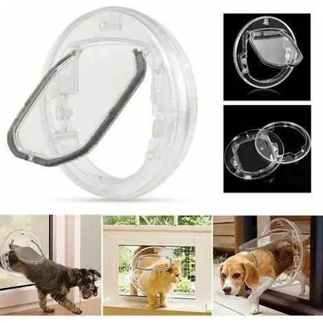 Porte chatière pour chats chiens animal de compagnie, grande porte chatière pour fenêtres portes coulissantes en verre avec 4 possibilités de verrouillage, chatière pour chat contrôlable - Très bien noté