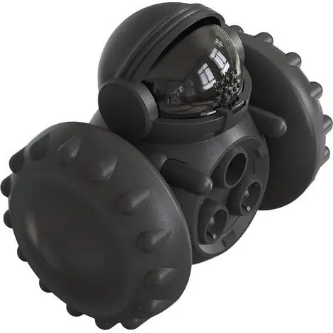 Nouveau lancement - Distributeur de friandises et jouet en forme de robot pour chiens, chiots, cochons, lapins, chats et autres petits animaux. Fonctionne sans piles (Noir).