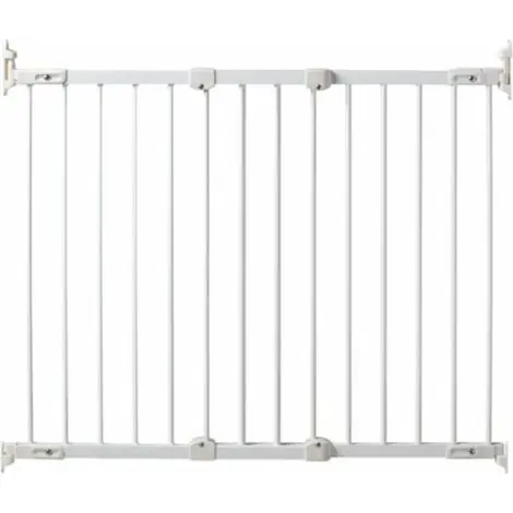 Économisez maintenant | Barrière de sécurité bébé extensible en métal 108 x 75 cm – Acier blanc – Ouverture portillon – Fixation par perçage – Webaby