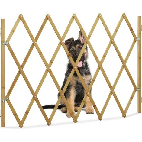 Relaxdays – Barrière pour chien extensible 17,5-116,5 cm – Hauteur 82,5 cm – En bambou pour portes et escaliers – Protection enfants et animaux - Prix malin