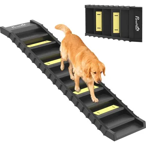 Prêt à expédier - Rampe pliable pour chien, marchepied pour voiture et SUV, rampe antidérapante pour chiens de toutes tailles jusqu‘à 68 kg, 154 x 40 cm, noire