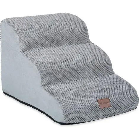 Relaxdays – Escalier pour chiens et chats à 3 marches – Dimensions HxLxP 33x41x54 cm – Charge max. 25 kg – Mousse douce et housse amovible | Haute qualité