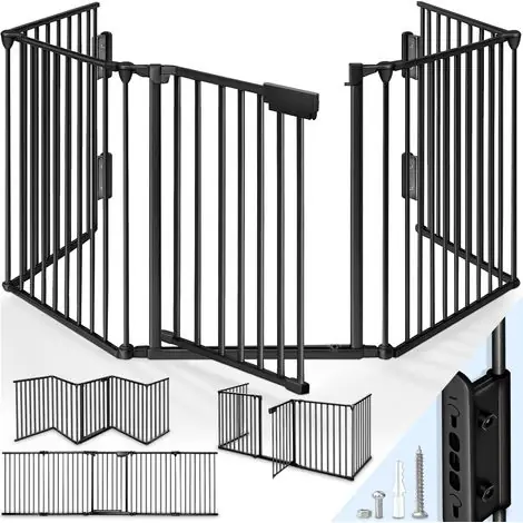 Expédition immédiate - KIDUKU Grille de protection pour cheminée Baby Black - longueur 600 cm Barrière de sécurité pour poêle Parc pour bébé Protection de porte