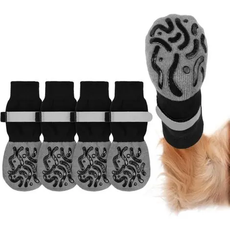 (Taille L) Chaussettes Antidérapantes pour Chien, 2 Paires Chaussette Chien, Réglables, Protège Pattes avec Double Face, Chaussettes pour Petits Chiens, Chiens Moyens, Chats - Offre du jour