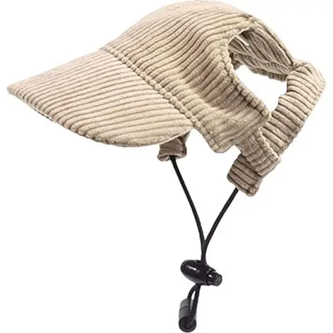 Casquette de baseball pour chien - Réglable - Protection solaire - Avec trous pour oreilles - Pour animal de compagnie - Kaki - Taille M - Très apprécié des clients