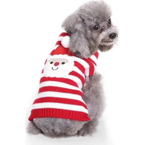 Économisez maintenant - Pull pour animal de Noël pour chats et chiens, maille côtelée, chemise chaude d‘automne et d‘hiver, vêtements doux pour animaux, tenue pour petits chiens Taille M