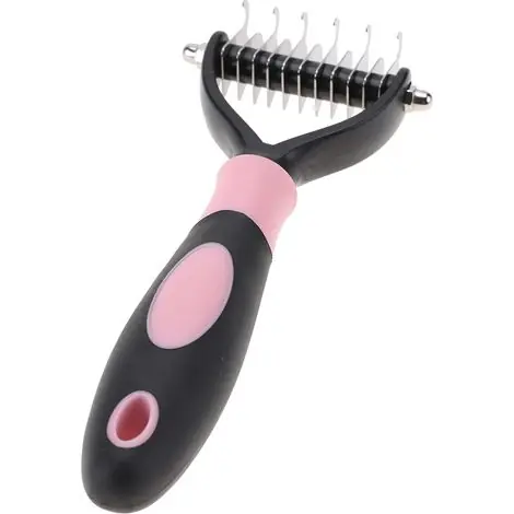 Brosse à nœuds professionnelle double face pour animaux de compagnie, peigne de toilettage pour chien, outil de nettoyage et d‘épilation (rose) | Retour gratuit