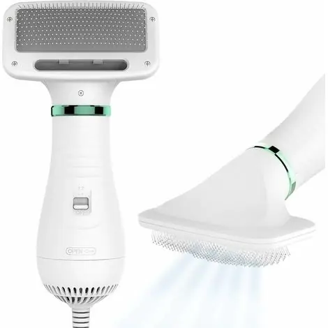 Qualité professionnelle - Jusch – Sèchoir pour chien et chat 2 en 1 – Séchoir silencieux portable avec brosse à lisser – Température réglable pour petits et moyens animaux
