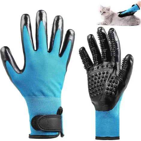 Bon prix - Gant Brosse Animal - Pour Chiens Chats Chevaux - Poils Courts Moyens Longs - Nettoyage Doux Sans Irritation - 1 Paire