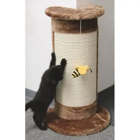 Plus que quelques pièces | Les Tendances – Arbre à chat angulaire 58cm – Coloris brun – Avec jouet abeille – Pour coins de pièces