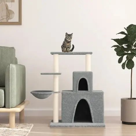 vidaXL Arbre à chat avec griffoirs en sisal Gris clair 83 cm - Commandez en ligne