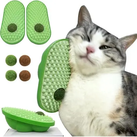 Bon prix - 2 Pcs Catnip Toys Balls that Stick on Wall,Cat Toy Ball, Catnip Balls for Cats Lick,Cat Face Scratchers, self Groomer for Indoor Cats, Corner Brush Wall