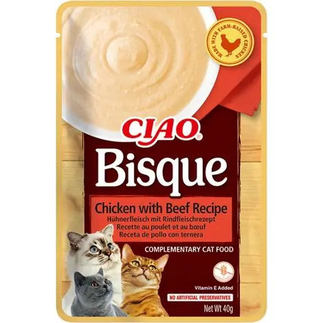 Nourriture humide pour chat INABA CIAO Soupe épaisse au poulet et au bœuf 40 g - Direct usine