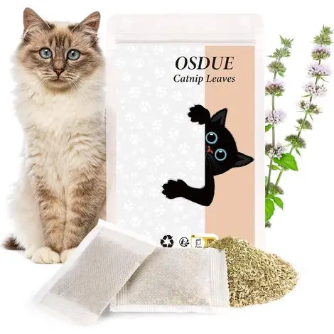 Herbe à Chats Séchée, 16 Sachets d‘herbe à Chat Bio Feuille, 2g/Pack | Envoi rapide