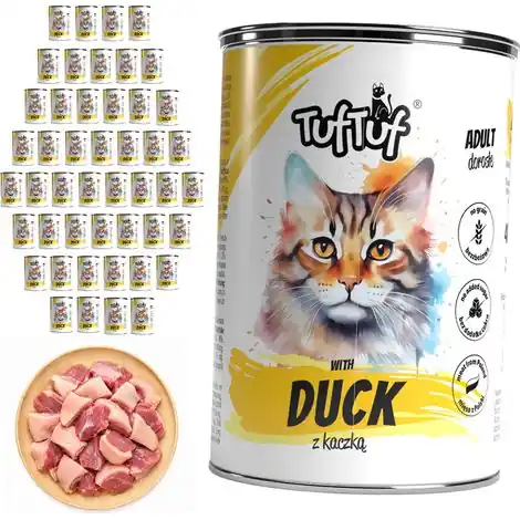 Pâtée pour chat TufTuf Canard, boîte de 48 x 400 g, viande en conserve | Offre