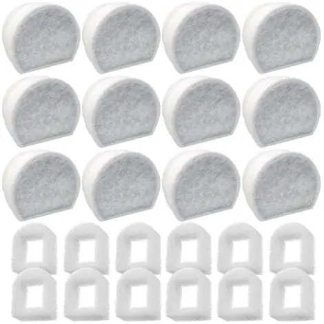 Fin de série - Préfiltres en Mousse et Filtre à Carbone Compatible avec PetSafe Drinkwell Fountain INOX 360 Avalon Pagoda Seascape et Sedona Fontaines, Filtre pour Fontaine à Eau Chat Chien(Lot de 24 )
