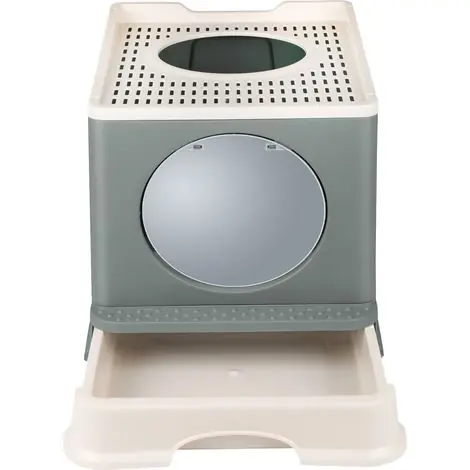 Prix réduit | Maison de toilette pour chat fermée – Bac à litière avec plateau amovible – Dimensions 48 x 39 x 34 cm – Capacité 15 kg – Aqrau