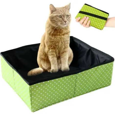 Bac à Litière pour Chat Pliable, Portable Litière de Voyage pour Chat, Boîte à Litière Pliable pour Chats avec Animaux, Imperméable, Nettoyer pour Domicile et Extérieures Camping, L(Ve - Nouveau produit