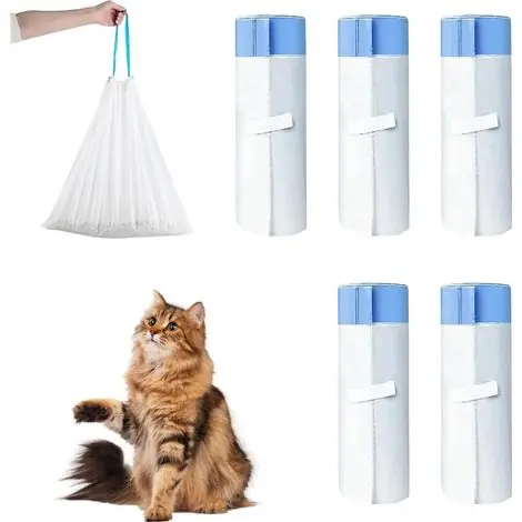 Sacs Hygièniques Pour Litière Chat, Lot de 75 Sacs Poubelle, Doublures Sac à Litière pour Chat, Bac à litière Automatique Autonettoyant Accessoires de Nettoyage (45x 50 cm) - Nouvel arrivage