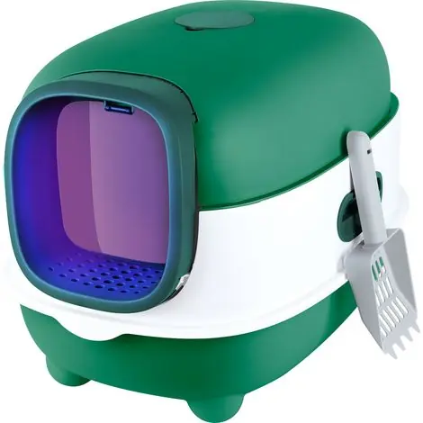 Bac à Litière pour Chat, Maison de Toilette pour Chat Fermé avec , Stérilisation et Désodorisation aux Ultraviolets, Amovible, apporter Pelle et sac déodorant, Vert | Stock presque épuisé