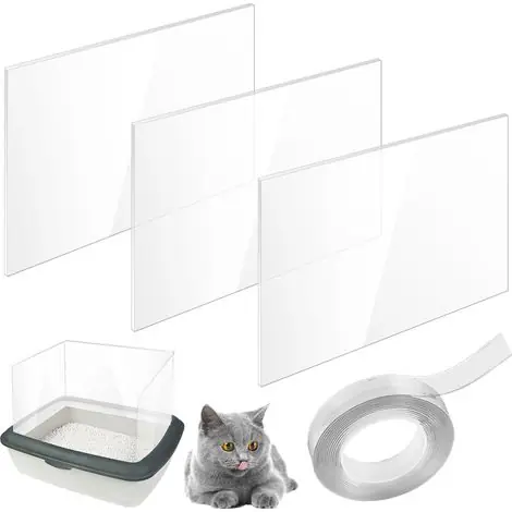 Ensemble de 3 bacs à litière pour chat Pee Shields 30 x 40 cm – protection anti-éclaboussures – 1 rouleau de ruban adhésif nano – accessoires pour chat – séparateur – dessus ouvert | Nouveau lancement