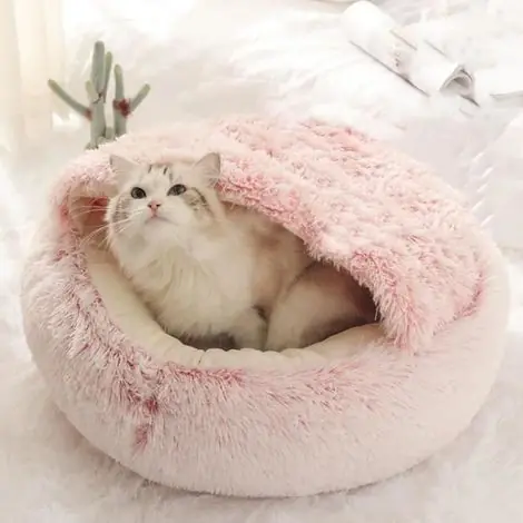 Commandez dès aujourd'hui | (Rose)Panier pour Chat - Non spécifié - Modèle rond - 40cm - Rose - Semi-fermé