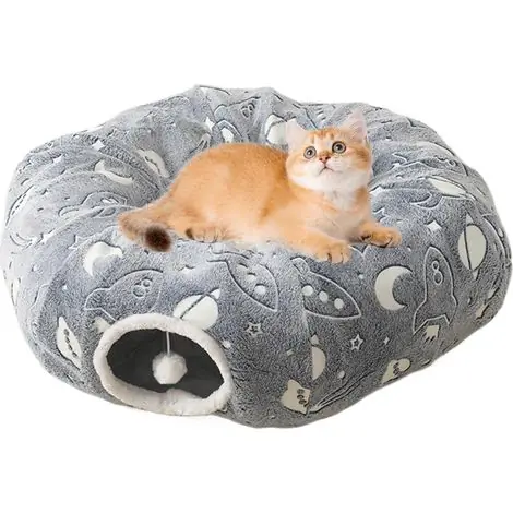 Prix doux - Tunnel Lit pour Chat,Le Lit Tunnel Donut pour Chats Coussin