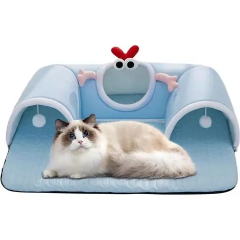 Derniers jours | Lit tunnel pour chat - Coussin de couchage pour chat avec tunnel de jeu -