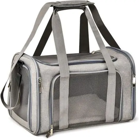 Petit prix - Sac de Transport Chat Chien, Matelas Souple, Respirant et Pliable, Caisse de Transport Respirant pour Petit Chien Chat, Gris