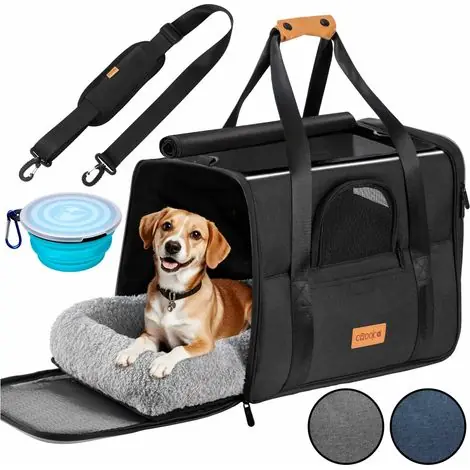 Bon plan - Caisse de transport pour chat anthracite 44 x 34 x 31 cm, jusqu‘à 20 kg