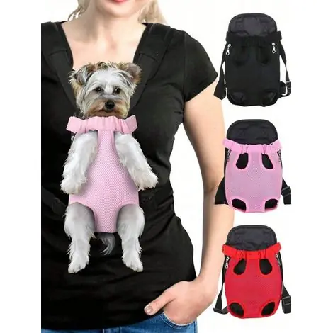 1 sac à dos à bandoulière pour animal en maille respirante, sac de poitrine portable pour chat et chien, design à crochet et boucle élastique, promenades et sorties extérieures, noir, taille M | Réduction spéciale