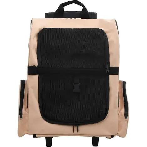 Chariot polyvalent pliable pour animaux de compagnie beige CFW516392 | Ajoutez au panier