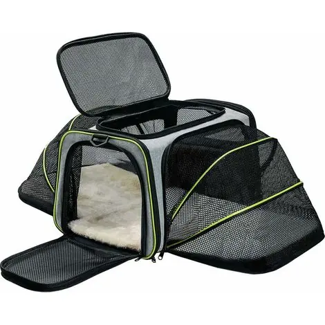 Tout juste disponible - Sac de Transport pour Chat Chien Souple et Pliable Sac pour Chien avec Amovible Tapis en Laine Sac pour Animaux Approuvé par Les Compagnies Aériennes Idéal Capacité Moins 6.5kg