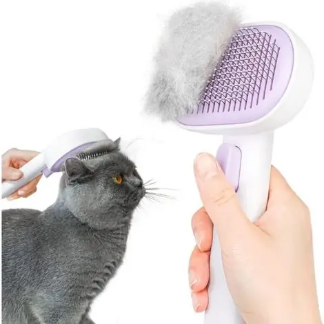 Paiement sécurisé - Brosse Chats Chiens,Brosse pour Chat Autonettoyante pour Chat Chien Poil Long Court en Conception à une Touche (Violette)