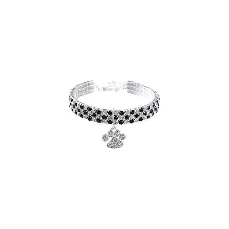 Collier pour Animal de Compagnie avec Diamants - Réglable - Pendentif en Forme de Griffe de cœur élastique - pour Chat et Chien - Petit Collier pour Animal Domestique | Remise supplémentaire