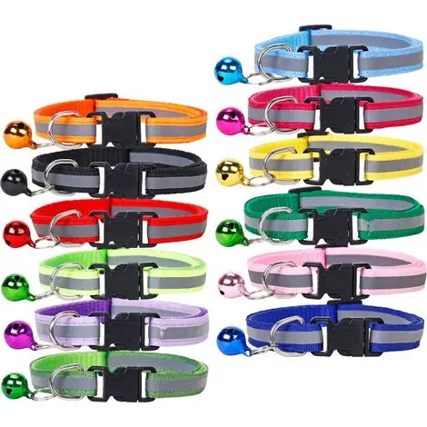 BRAVIX Lot de 12pcs Collier mignon Réglable(19-32cm) pour Chaton avec Clochette et Boucle de Sécurité,Collier pour Chat Chaton Chiot(1cm en largeur) | Bon plan