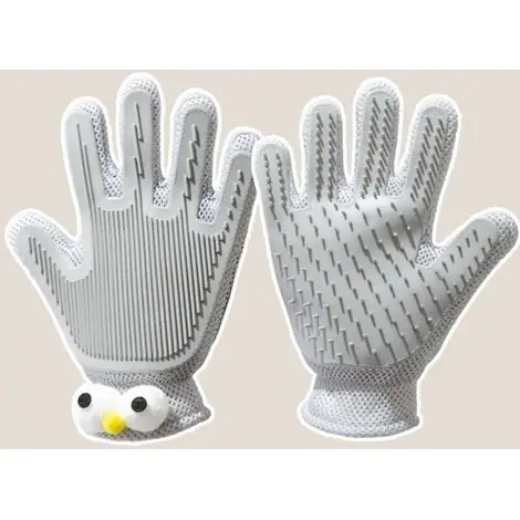 Best-seller | Gants 2 en 1 pour l‘épilation des animaux (pour chiens, chats, chevaux et lapins) - Gants de toilettage efficaces pour chats, outils de bain et de massage (1 pièce, gris)
