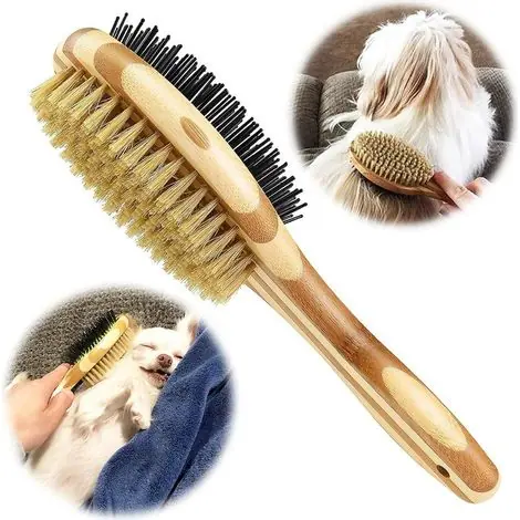 Brosse pour Chien/Chat Double Face, Peigne de toilettage de chien pour massage et perte de fourrure, Poils Doux, Idéal pour les Animaux à Poil Court, Moyen et Long | Coup de cœur