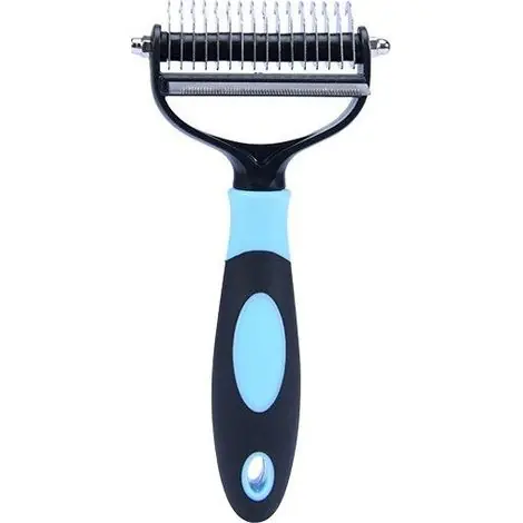 Brosse Professionnelle pour Chien et Chat en ABS et Acier Inoxydable – 18 x 9 x 3 cm – Noir et Bleu | Super offre
