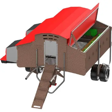 Qualité professionnelle | Poulailler mobile en plastique recyclé pour 30 poules – Résistant aux conditions extrêmes – 4 pondoirs et 5 réservoirs d‘eau – Nettoyage facile – Copele