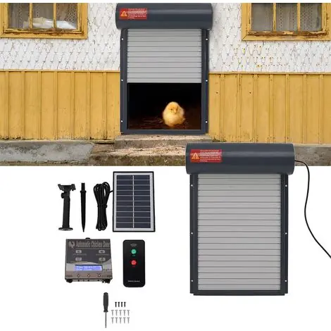 Remise | Eosnow – Porte automatique de poulailler à énergie solaire – Minuterie programmable – Capteur de lumière – Télécommande incluse – Pour poules et canards