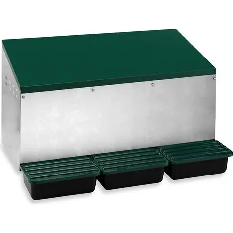Pondoir poule extérieur en métal galvanisé 3 nichoirs – Bacs de récupération des œufs – Dimensions L80 x l52 x H48 cm – Poulailler Direct - Très populaire